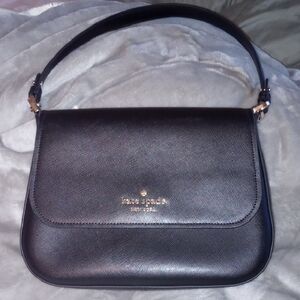 Kate Spade Elegant Black Shoulder Bag with Gold Accents